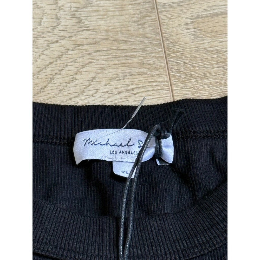 NWT Michael Stars Wren ruched midi ultra rib Black high neck stretch size XL - Picture 4 of 10